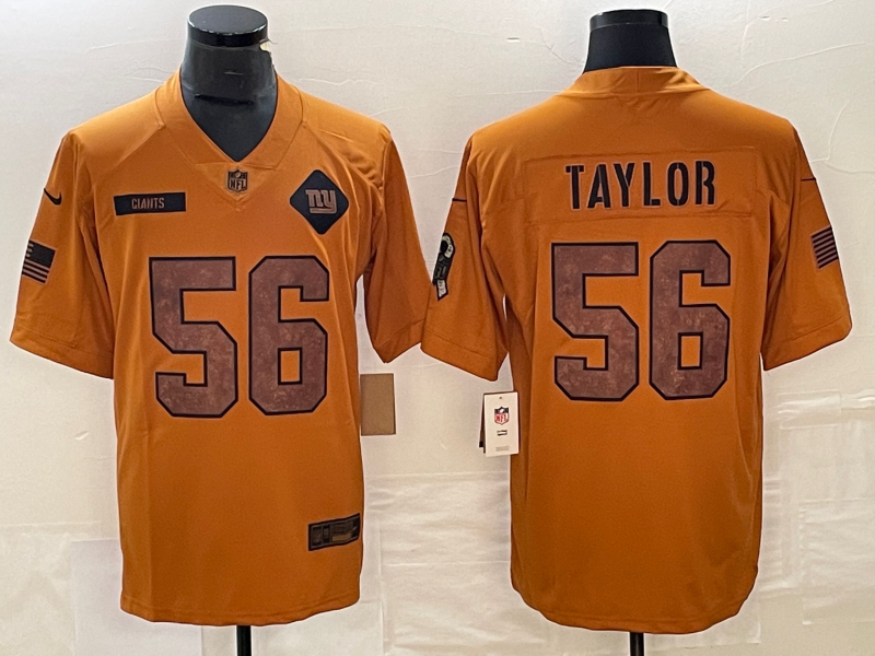 Men's New York Giants Lawrence Taylor #56 Brown 2023 Salute To Service Retired Limited Jersey
